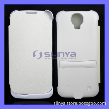 External Rechargeable Flip Leather Battery Case for Samsung Galaxy S4 I9500